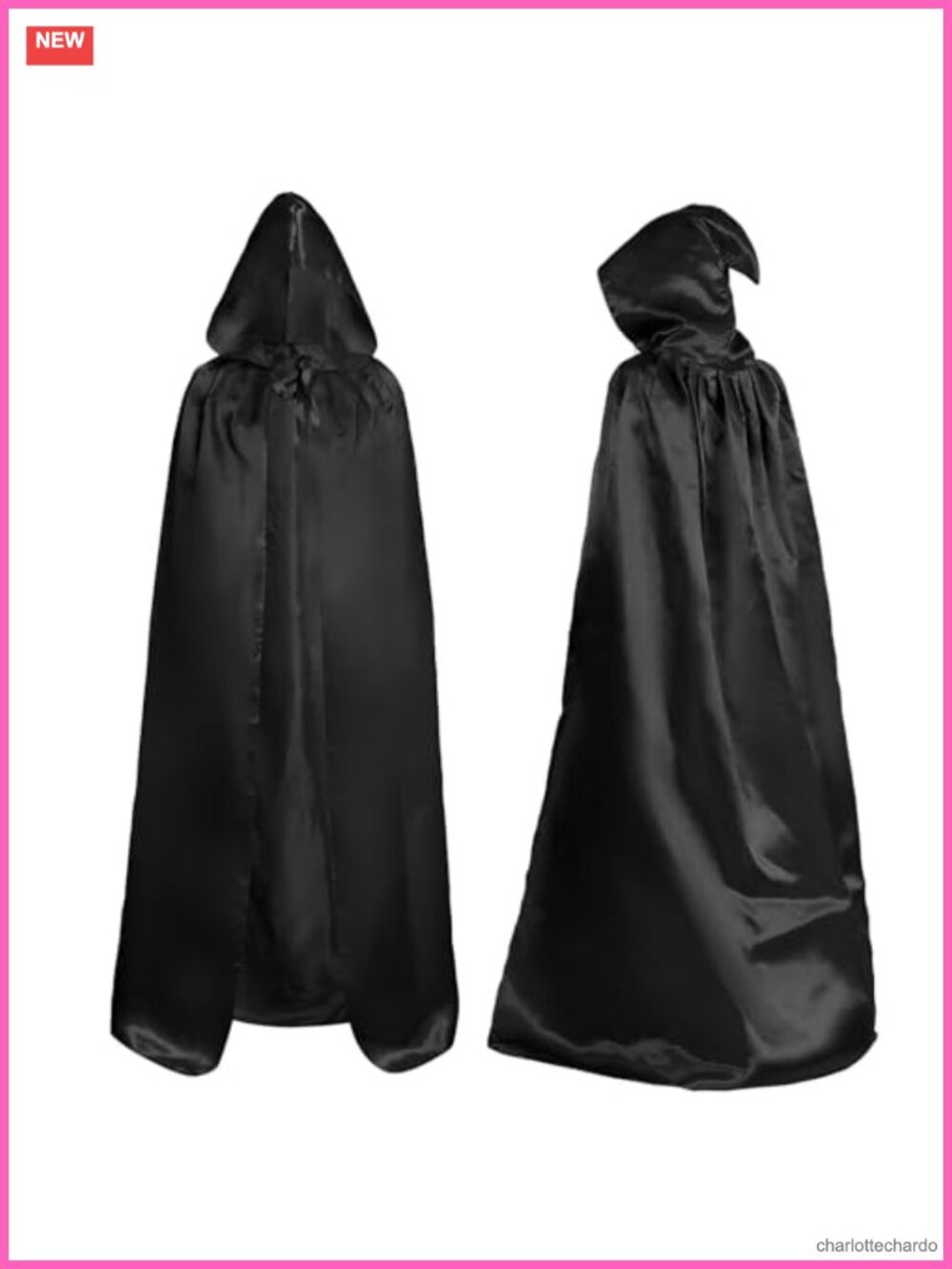Unisex Hooded Cape 59in Satin Halloween Cloak Cosplay Vampire Witch